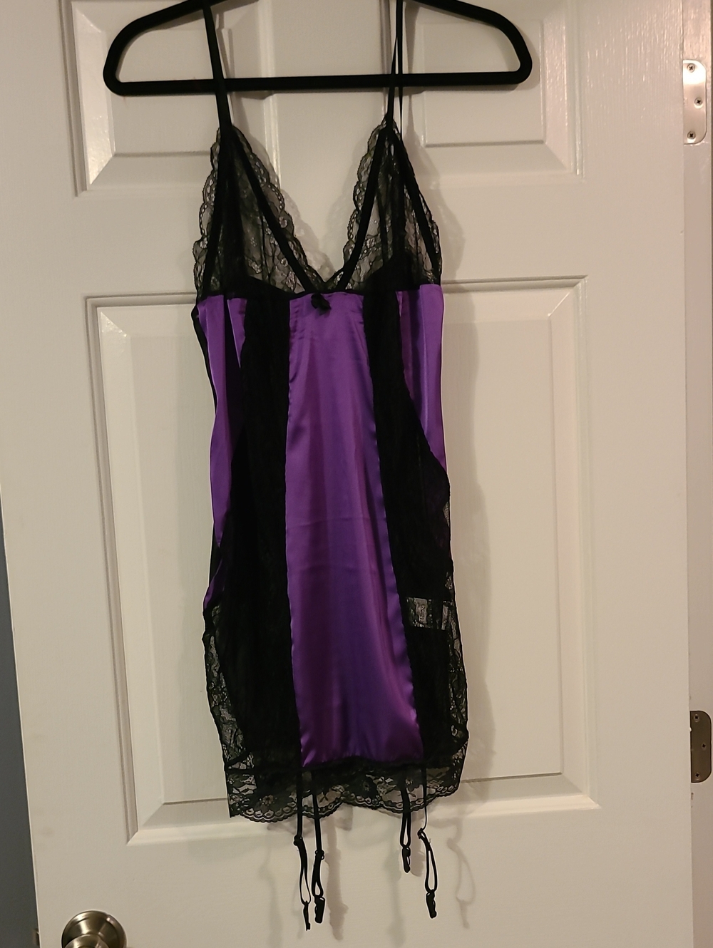 Chicme Purple Satin Lace Chemise Babydoll Nightgown Women's XL